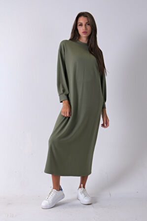 Çağla Bileği Lastikli Bisiklet Yaka Tesettür Elbise 31061510.332