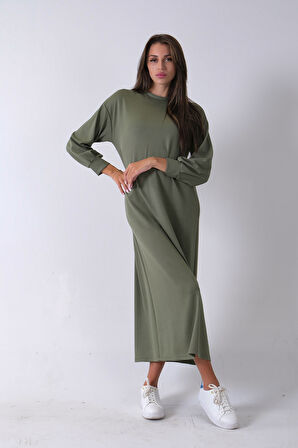 Çağla Bileği Lastikli Bisiklet Yaka Tesettür Elbise 31061510.332