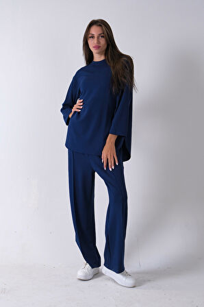 Lacivert Rahat Kumaş Basic Pantolonlu Takım 31040630.02
