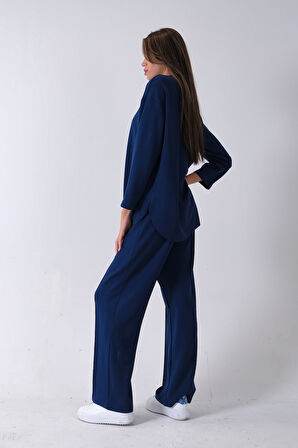 Lacivert Rahat Kumaş Basic Pantolonlu Takım 31040630.02