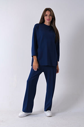 Lacivert Rahat Kumaş Basic Pantolonlu Takım 31040630.02