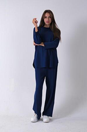 Lacivert Rahat Kumaş Basic Pantolonlu Takım 31040630.02