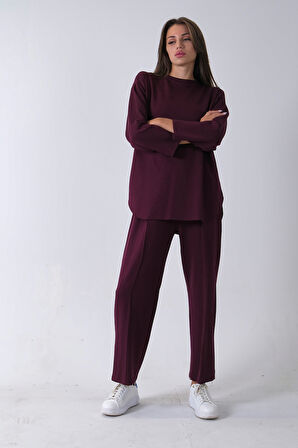 Mürdüm Rahat Kumaş Basic Pantolonlu Takım 31040630.21