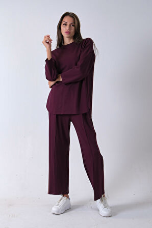 Mürdüm Rahat Kumaş Basic Pantolonlu Takım 31040630.21