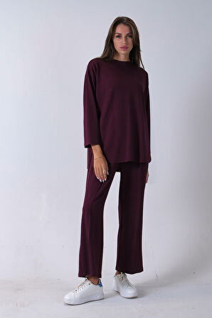 Mürdüm Rahat Kumaş Basic Pantolonlu Takım 31040630.21