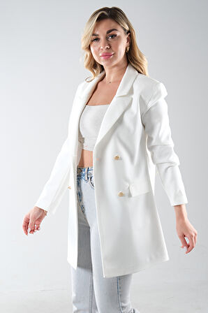 Ekru Astarlı Düğme Kapamalı Blazer Ceket 0105123.147
