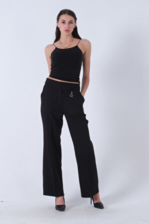 Siyah Bel Ribana Detaylı Aksesuarlı 2 Düğme Pantolon 3974144.01