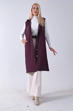 Mürdüm Zincir Detaylı Fleto Cepli Kapitone Yelek 31070195.21