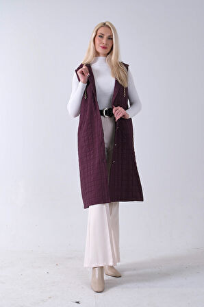 Mürdüm Zincir Detaylı Fleto Cepli Kapitone Yelek 31070195.21