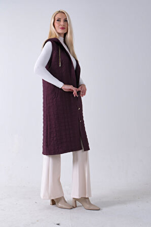 Mürdüm Zincir Detaylı Fleto Cepli Kapitone Yelek 31070195.21