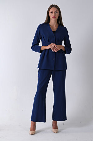Lacivert Önü 4 Düğme Kapamalı Pantolonlu Takım 4592261.02