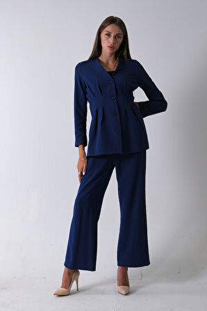 Lacivert Önü 4 Düğme Kapamalı Pantolonlu Takım 4592261.02