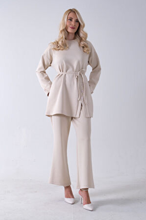 Taş Bisiklet Yaka Önü Düğme Kapama Görünümlü Pantolonlu Scuba Takım 4592265.50