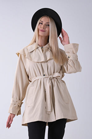Taş Yandan Cepli Omuz Apolet Detaylı Trenç 422234.50