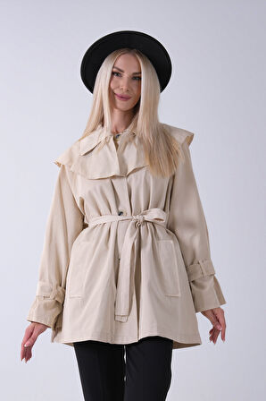Taş Yandan Cepli Omuz Apolet Detaylı Trenç 422234.50