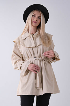 Taş Yandan Cepli Omuz Apolet Detaylı Trenç 422234.50