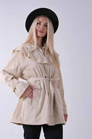 Taş Yandan Cepli Omuz Apolet Detaylı Trenç 422234.50