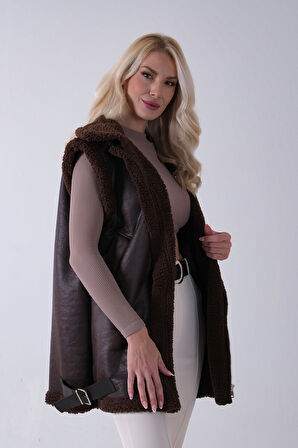 Kahve Biker Deri Yelek 31070181.05