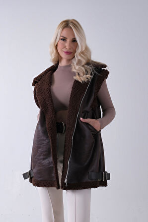 Kahve Biker Deri Yelek 31070181.05