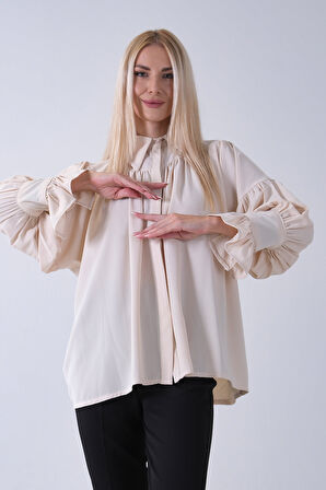 Taş Göğüs ve Manşeti Büzgü Detaylı Bluz 3972060.50
