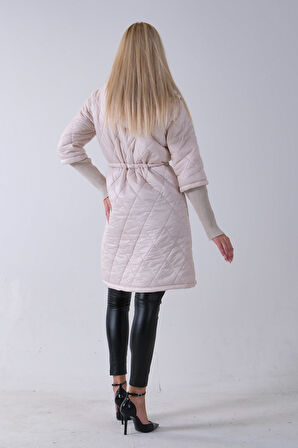 Taş Bileği Lastikli Kapüşonlu Baklava Desenli Şişme Mont 44520207.50