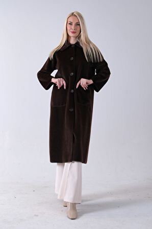 Kahve Bebe Yaka Çift Cepli Kaban 31050686.05