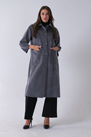 Gri Bebe Yaka Çift Cepli Kaban 31050686.06