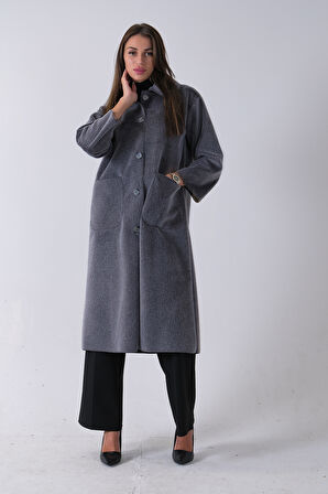 Gri Bebe Yaka Çift Cepli Kaban 31050686.06