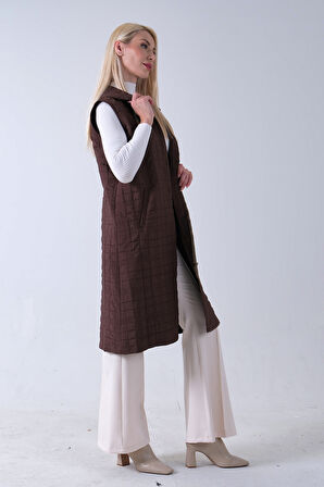 Kahve Zincir Detaylı Fleto Cepli Kapitone Yelek 31070195.05