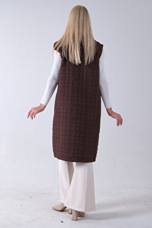 Kahve Zincir Detaylı Fleto Cepli Kapitone Yelek 31070195.05