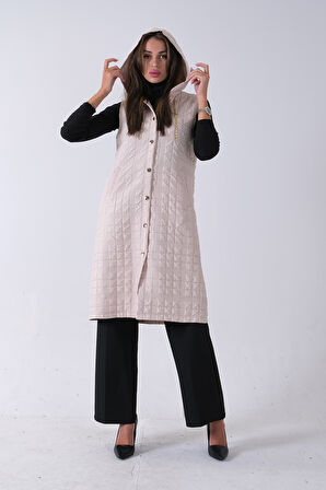 Taş Zincir Detaylı Fleto Cepli Kapitone Yelek 31070195.50