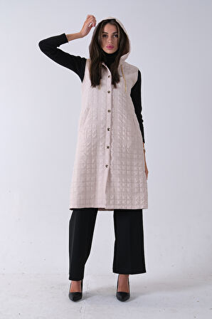 Taş Zincir Detaylı Fleto Cepli Kapitone Yelek 31070195.50