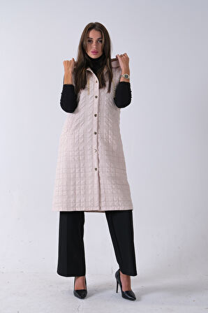 Taş Zincir Detaylı Fleto Cepli Kapitone Yelek 31070195.50