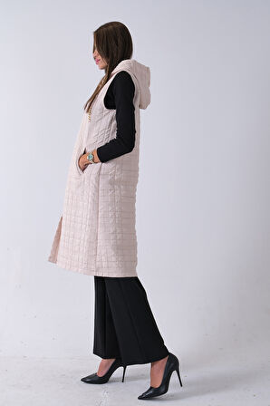 Taş Zincir Detaylı Fleto Cepli Kapitone Yelek 31070195.50