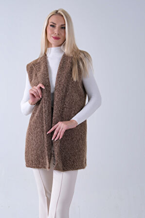 Kahve Kemerli Yünlü Kaşe Yelek 31070196.05