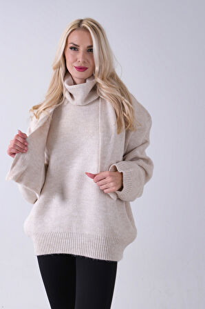 Taş Şal Aksesuarlı Bisiklet Yaka Triko Kazak 46892633.50