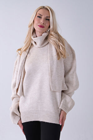 Taş Şal Aksesuarlı Bisiklet Yaka Triko Kazak 46892633.50