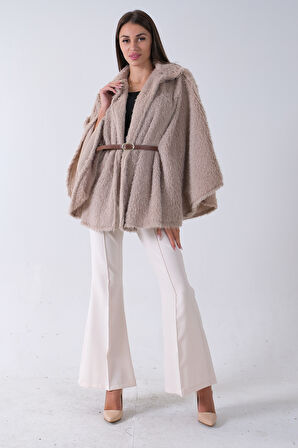 Taş Tek Düğme Kapamalı Kemerli Yün Peluş Ceket 940140183.50