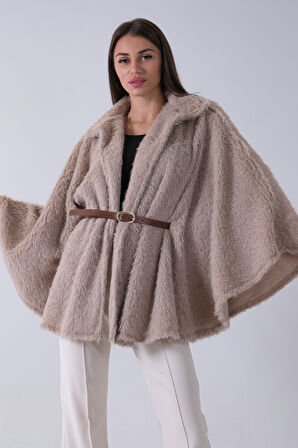 Taş Tek Düğme Kapamalı Kemerli Yün Peluş Ceket 940140183.50