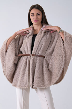 Taş Tek Düğme Kapamalı Kemerli Yün Peluş Ceket 940140183.50