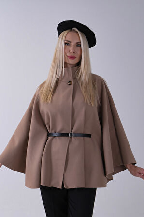 Vizon Önü Tek Düğme Kapamalı Kemer Detaylı Panço 47122713.34