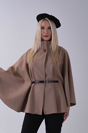 Vizon Önü Tek Düğme Kapamalı Kemer Detaylı Panço 47122713.34