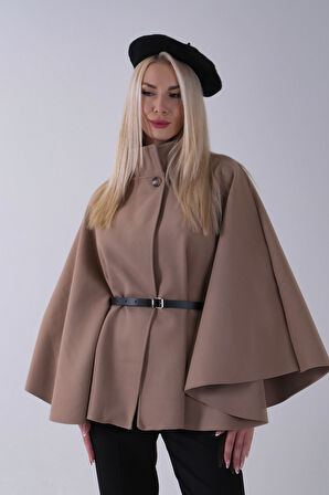 Vizon Önü Tek Düğme Kapamalı Kemer Detaylı Panço 47122713.34