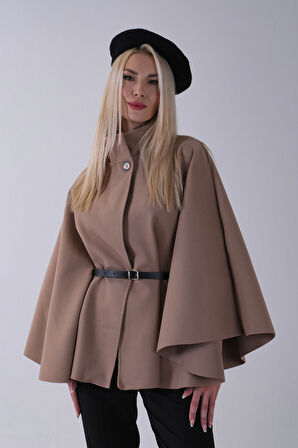 Vizon Önü Tek Düğme Kapamalı Kemer Detaylı Panço 47122713.34