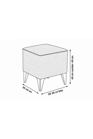 Dekoratif Kare Puf 35x35x45 cm – Yeşil babyface Kumaş, Beyaz Ayaklı Modern Tasarım