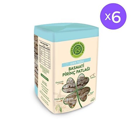 GLUTENSİZ FABRİKA KAYA TUZLU BASMATİ PİRİNÇ PATLAĞI (6 PAKET X 75 GRAM) Sağlıklı Atıştırmalık