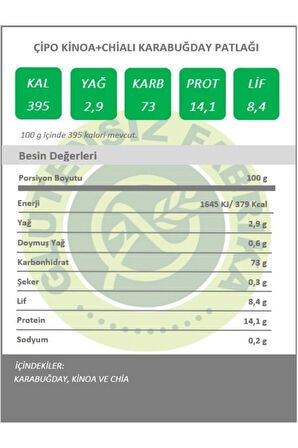 GLUTENSİZ FABRİKA Karabuğday Patlağı Kinoa&chia