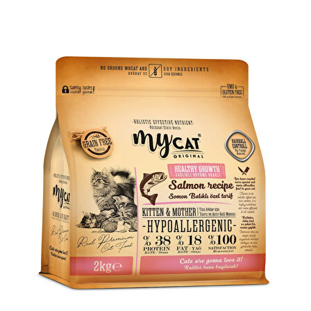 Mycat Az Tahıllı Somon Balıklı Yavru ve Anne Kedi Maması 2kg