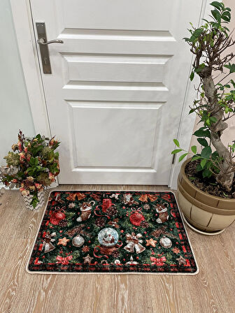 Bell Yılbaşı Lateks Taban Kapı Önü Paspası (ebat 60x90)