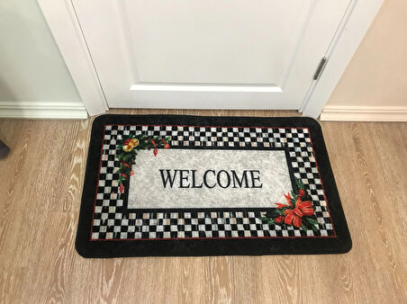 Welcome Lateks Taban Su Geçirmez Saçaksız (60x90 Ebat ) Kapıönü Paspası